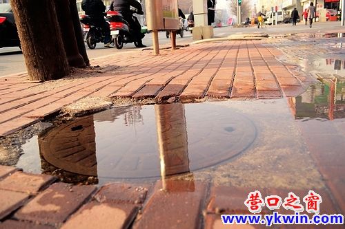 新興大街路面成冰河