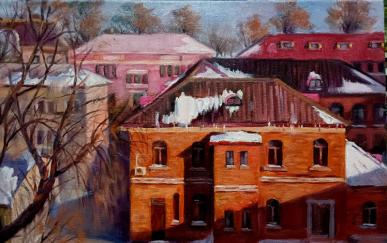 画说营口：北方的早晨（油画）营口市历史老建筑