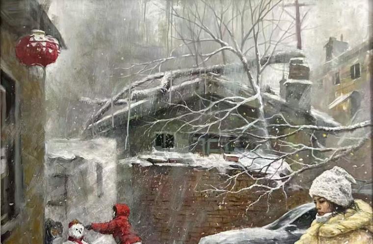 画说营口 · 雪落滨城，烟火人间（油画）/马玉武