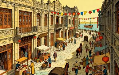 营口AI原创 · 再现营口西大街（AI绘画） /陈征作