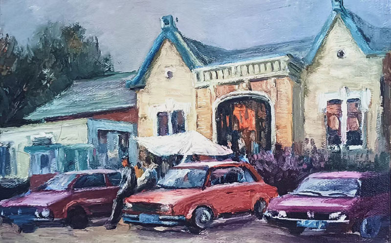 画说营口：九十年代的熊岳火车站（油画）赵韬光